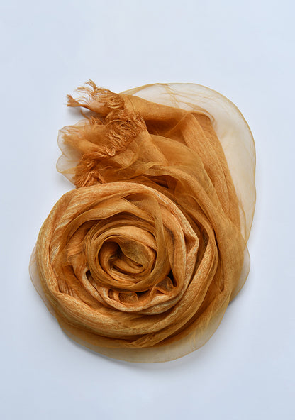 The OrganzaXCotton Double-Layered Scarf in Retro Mustard