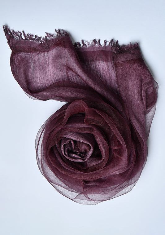 organzaXcotton double-layered scarf in plum