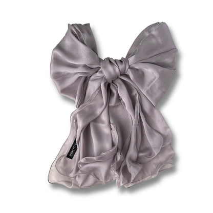 The Double-Layered Silk Chiffon Scarf – Silver Iris