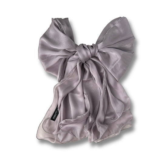 The Double-Layered Silk Chiffon Scarf – Silver Iris