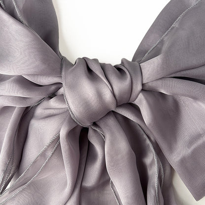 The Double-Layered Silk Chiffon Scarf – Silver Iris