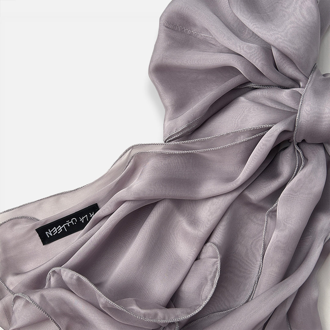 The Double-Layered Silk Chiffon Scarf – Silver Iris