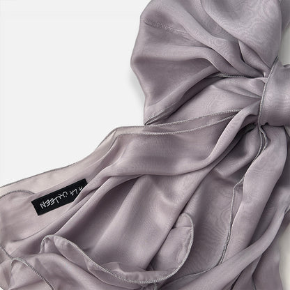 The Double-Layered Silk Chiffon Scarf – Silver Iris