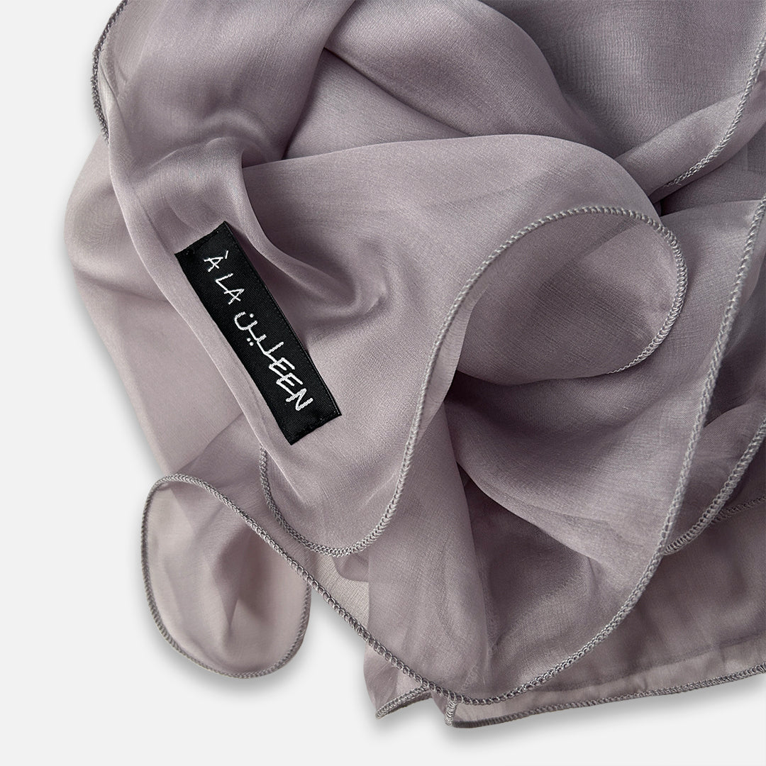 The Double-Layered Silk Chiffon Scarf – Silver Iris