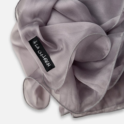 The Double-Layered Silk Chiffon Scarf – Silver Iris
