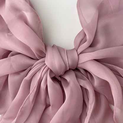 The Single-Layered Silk Chiffon Scarf – Dusty Mauve Rose