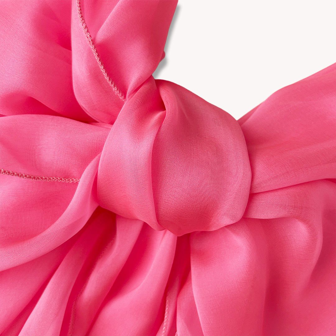 The Single-Layered Silk Chiffon Scarf – Neon Candy Pink