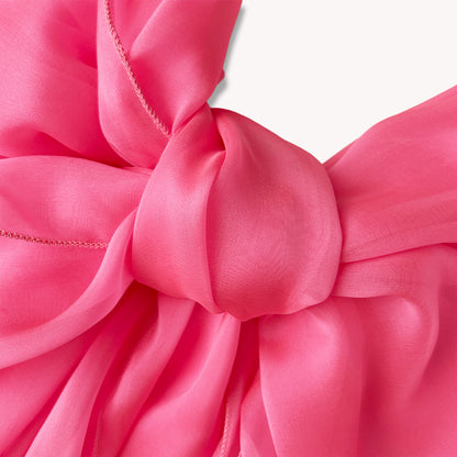 The Single-Layered Silk Chiffon Scarf – Neon Candy Pink