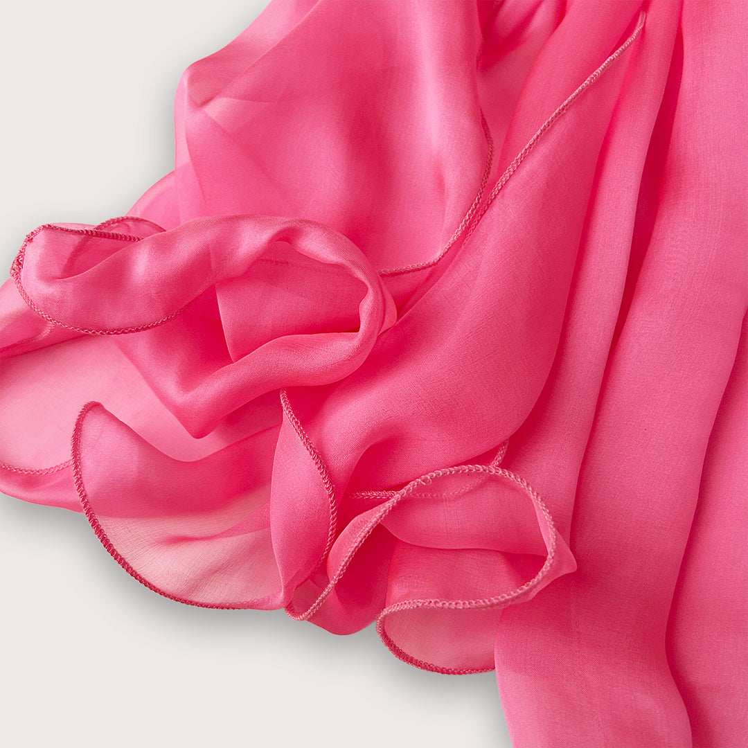 The Single-Layered Silk Chiffon Scarf – Neon Candy Pink