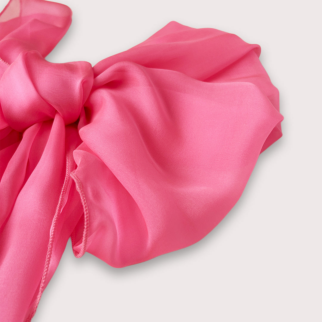 The Single-Layered Silk Chiffon Scarf – Neon Candy Pink