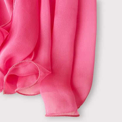 The Single-Layered Silk Chiffon Scarf – Neon Candy Pink
