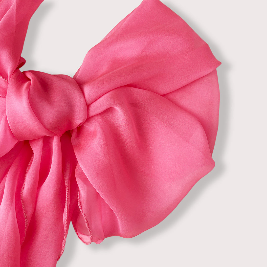 The Single-Layered Silk Chiffon Scarf – Neon Candy Pink