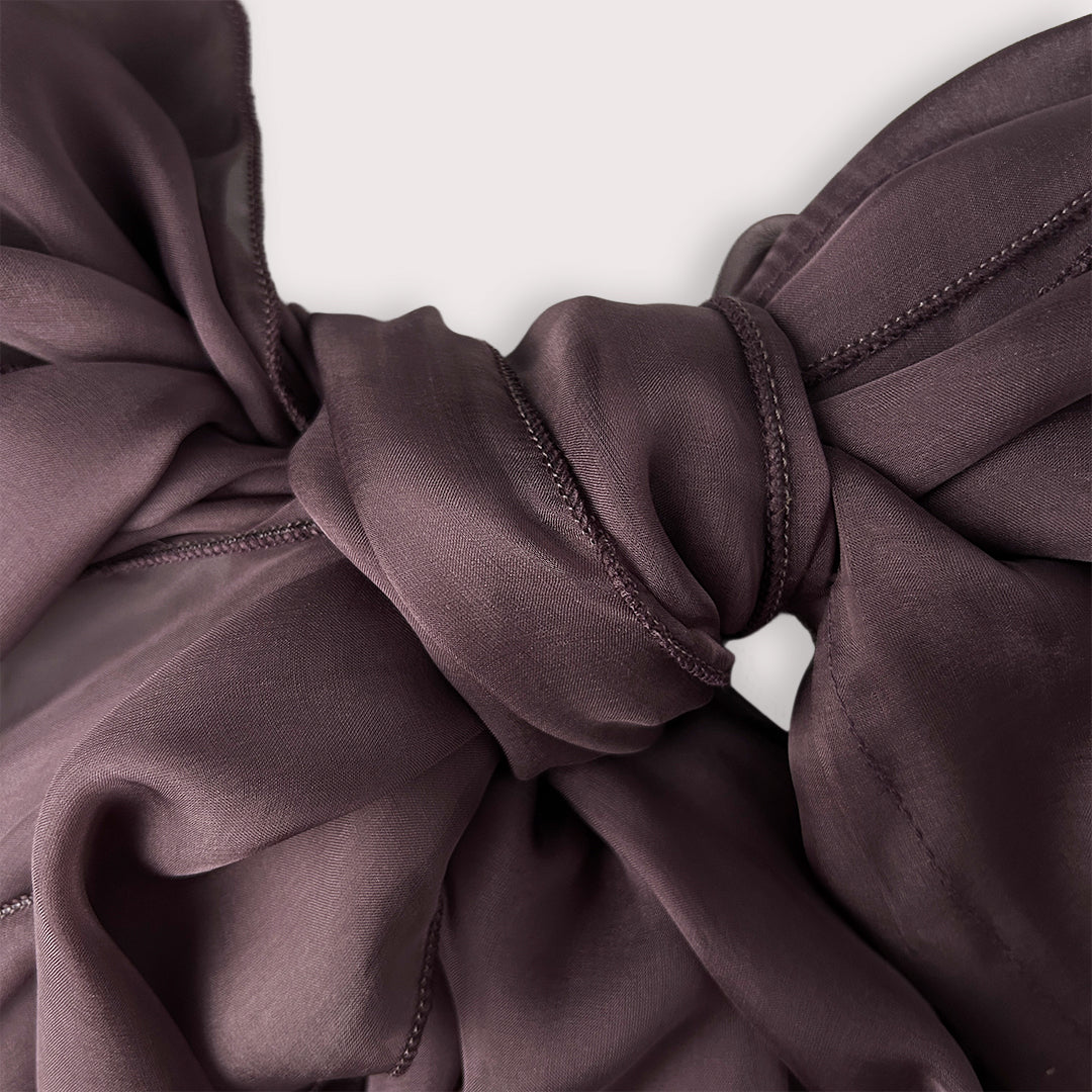 The Double-Layered Silk Chiffon Scarf – Plum Brown