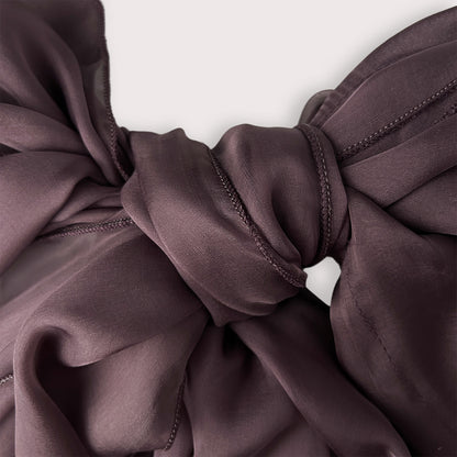 The Double-Layered Silk Chiffon Scarf – Plum Brown