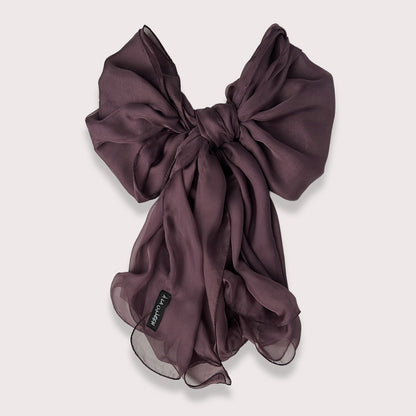 The Double-Layered Silk Chiffon Scarf – Plum Brown