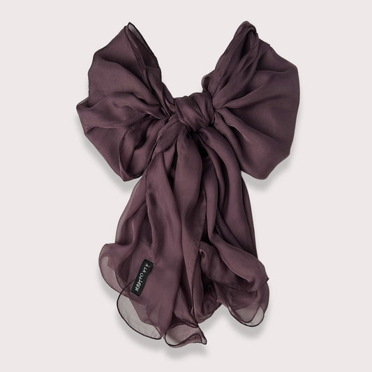 The Double-Layered Silk Chiffon Scarf – Plum Brown