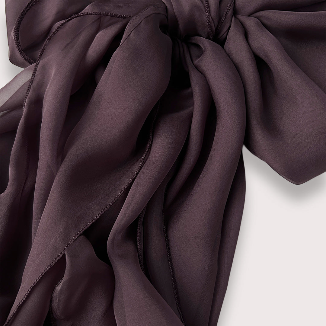 The Double-Layered Silk Chiffon Scarf – Plum Brown