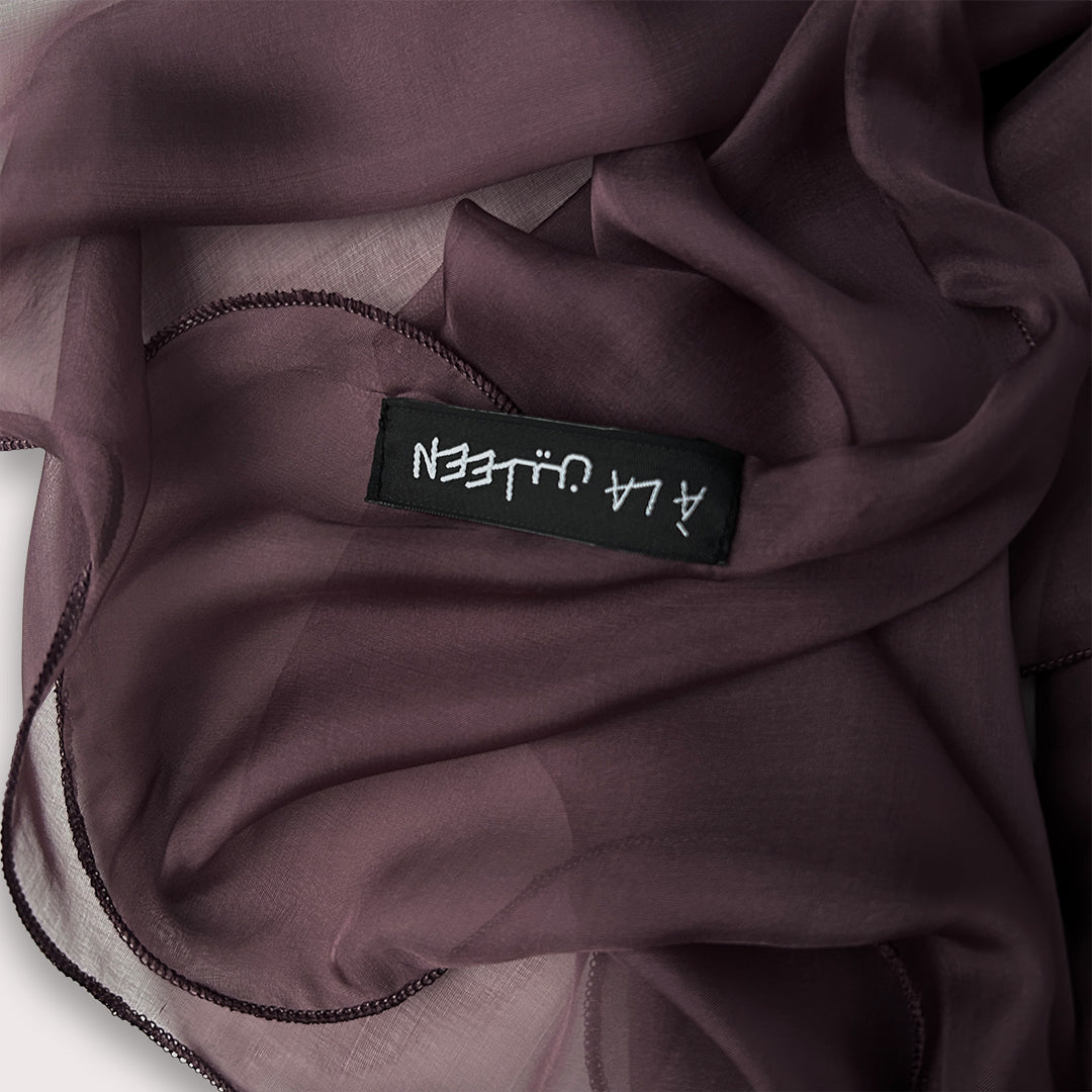 The Double-Layered Silk Chiffon Scarf – Plum Brown