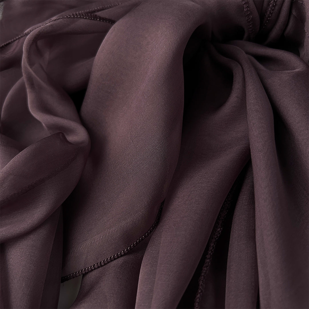 The Double-Layered Silk Chiffon Scarf – Plum Brown