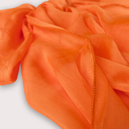 The Single-Layered Silk Chiffon Scarf – Neon Clementine Orange