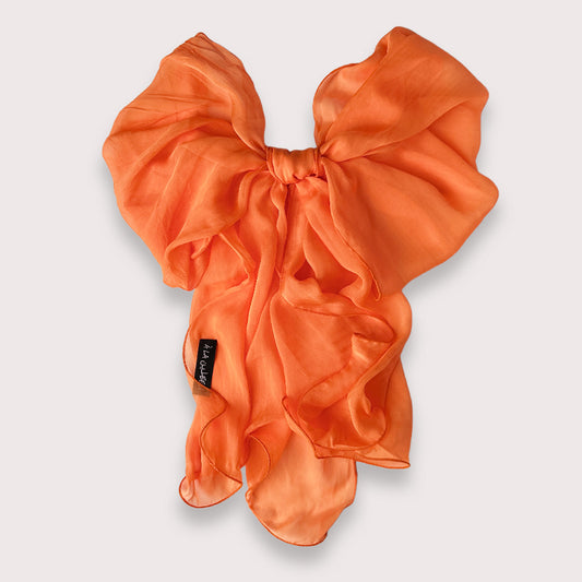 The Single-Layered Silk Chiffon Scarf – Neon Clementine Orange