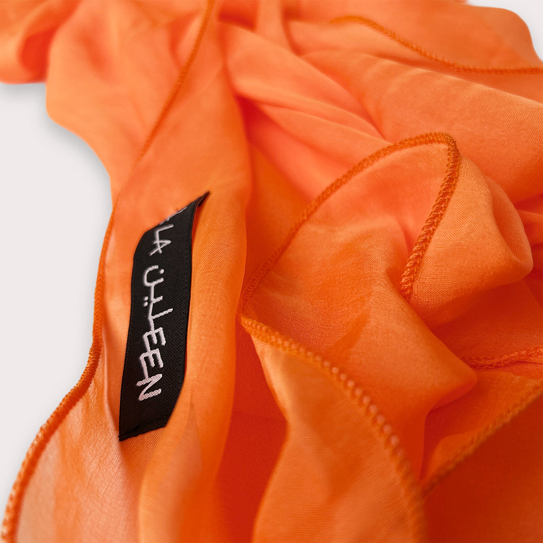 The Single-Layered Silk Chiffon Scarf – Neon Clementine Orange