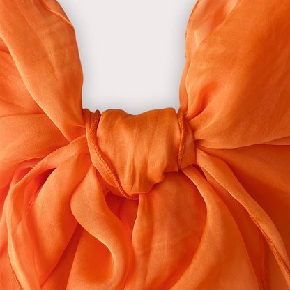 The Single-Layered Silk Chiffon Scarf – Neon Clementine Orange