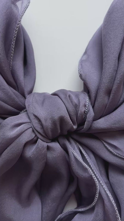 The Double-Layered Silk Chiffon Scarf – Charcoal Lavender
