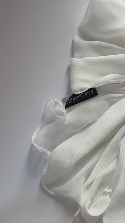 The Single-Layered Silk Chiffon Scarf – Off-White