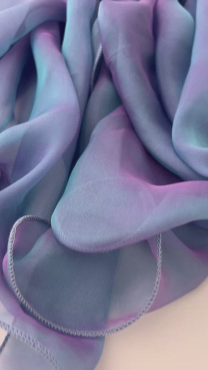 The Single-Layered Silk Chiffon Scarf – Iridescent Frozen Dew – Special Edition
