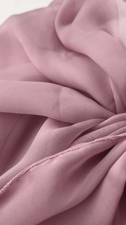 The Single-Layered Silk Chiffon Scarf – Dusty Mauve Rose