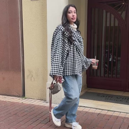Textured Coat with Attached Scarf
