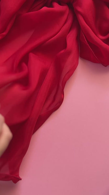 The Single-Layered Silk Chiffon Scarf – Chili Red