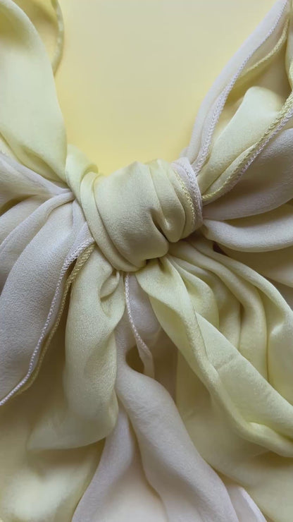 The Double-Layered Silk Chiffon Scarf – Two-tone Butter Yellow Combo
